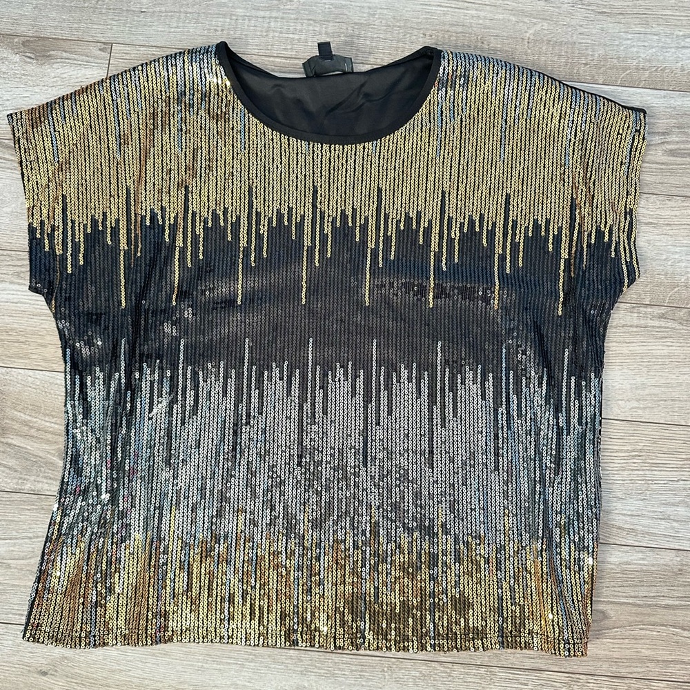 Gold and Black Sequin Women's Top